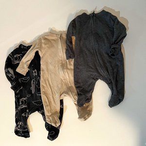 Set of 3 Old Navy Newborn Footed Sleepers in Neutral Colors